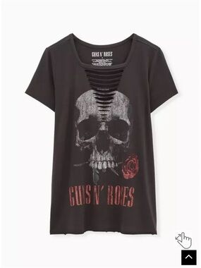 Torrid Black Guns N' Roses Skull Tee with Red Rose Graphic
